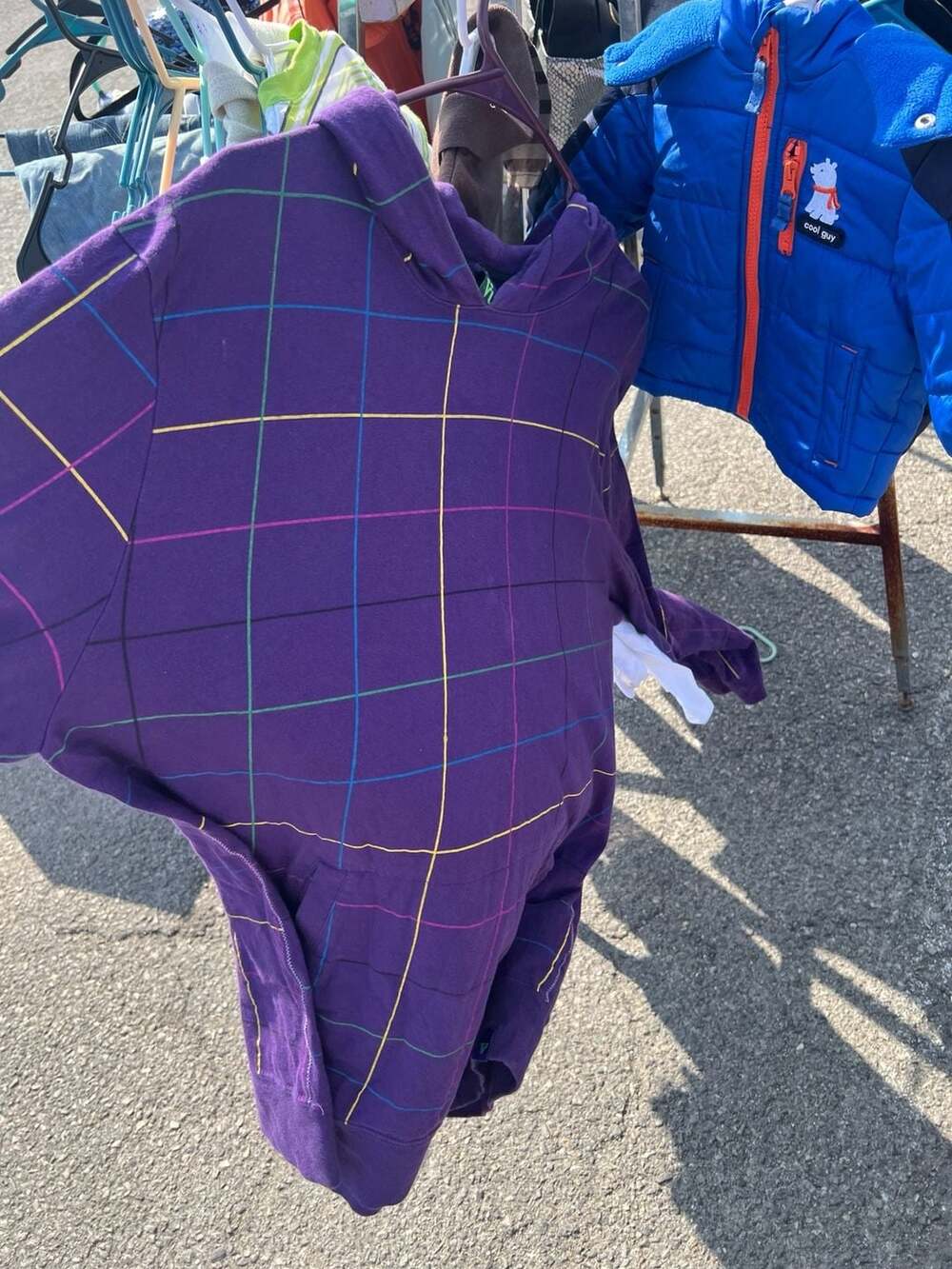 Vuurt Hoodie Size XL Purple Windowpane Grid Plaid Long Sleeve Pullover